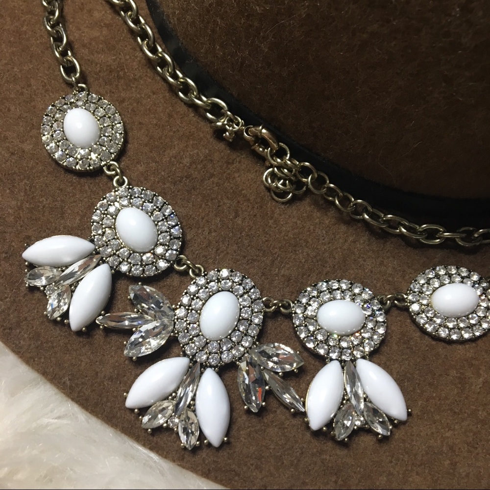 J. CREW Rhinestone and White Bead Statement - Picture 2 of 5
